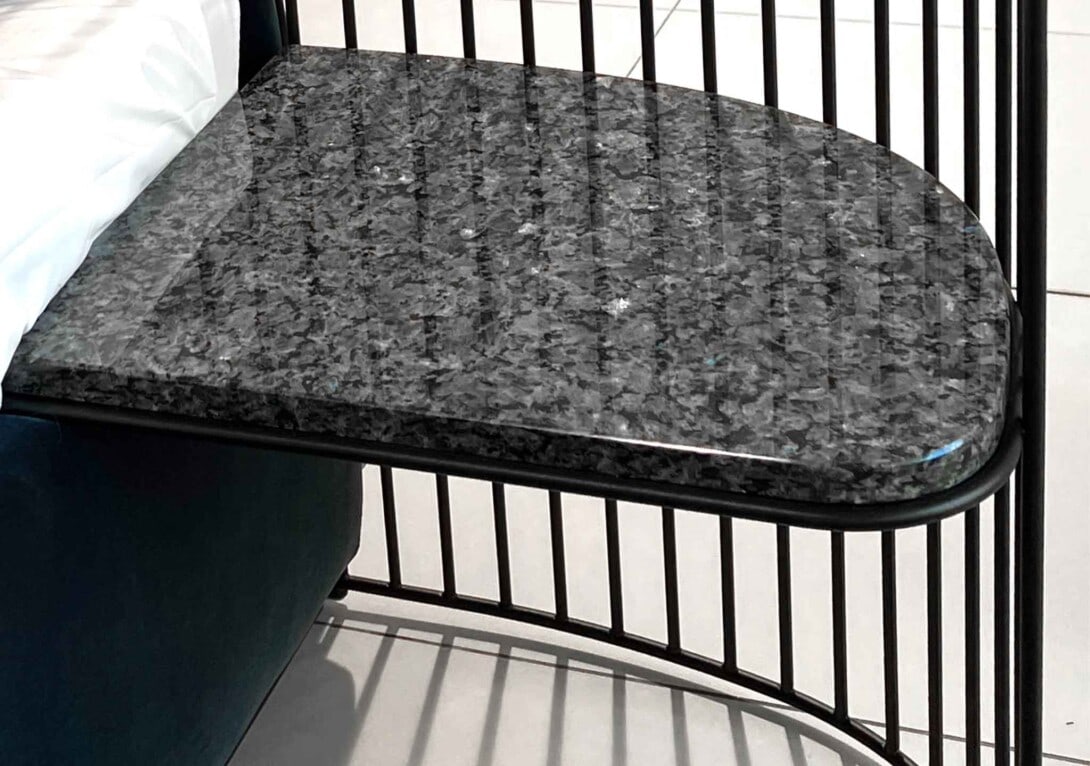 WITTMANN Paradise Bird Bed Velvet Anthracite with in-built Granite Side Table