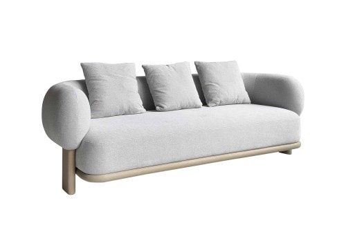 HC28 Cosmo: Bol 2 Seater Sofa in White Oak and Fabric MC Chalet 5-2 Including Cushions