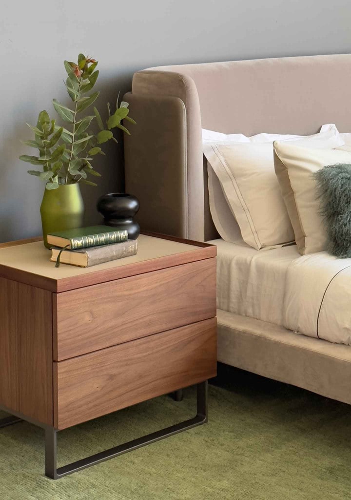 HC28 Cosmo: Barry Bed Rita Bed Side Table bedroom ideas Walnut Leather