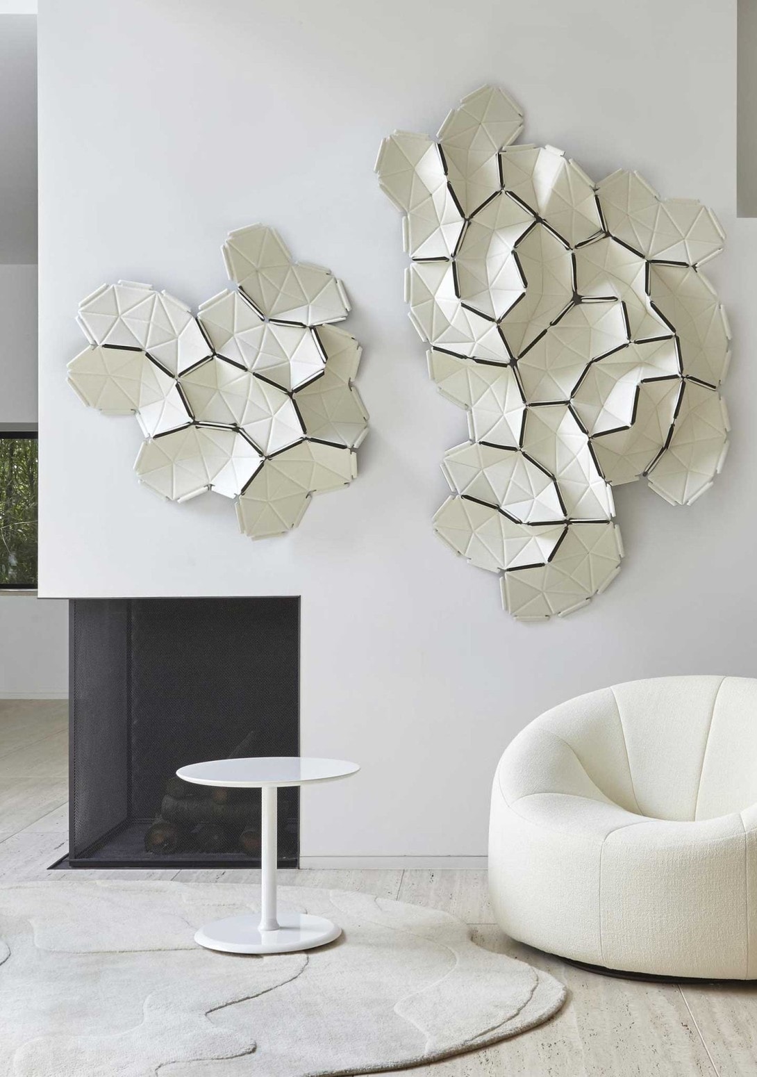 Ligne Roset: Clouds - 8 Pieces, Clouds - 24 pieces, neutral toned wall art installation DOMO