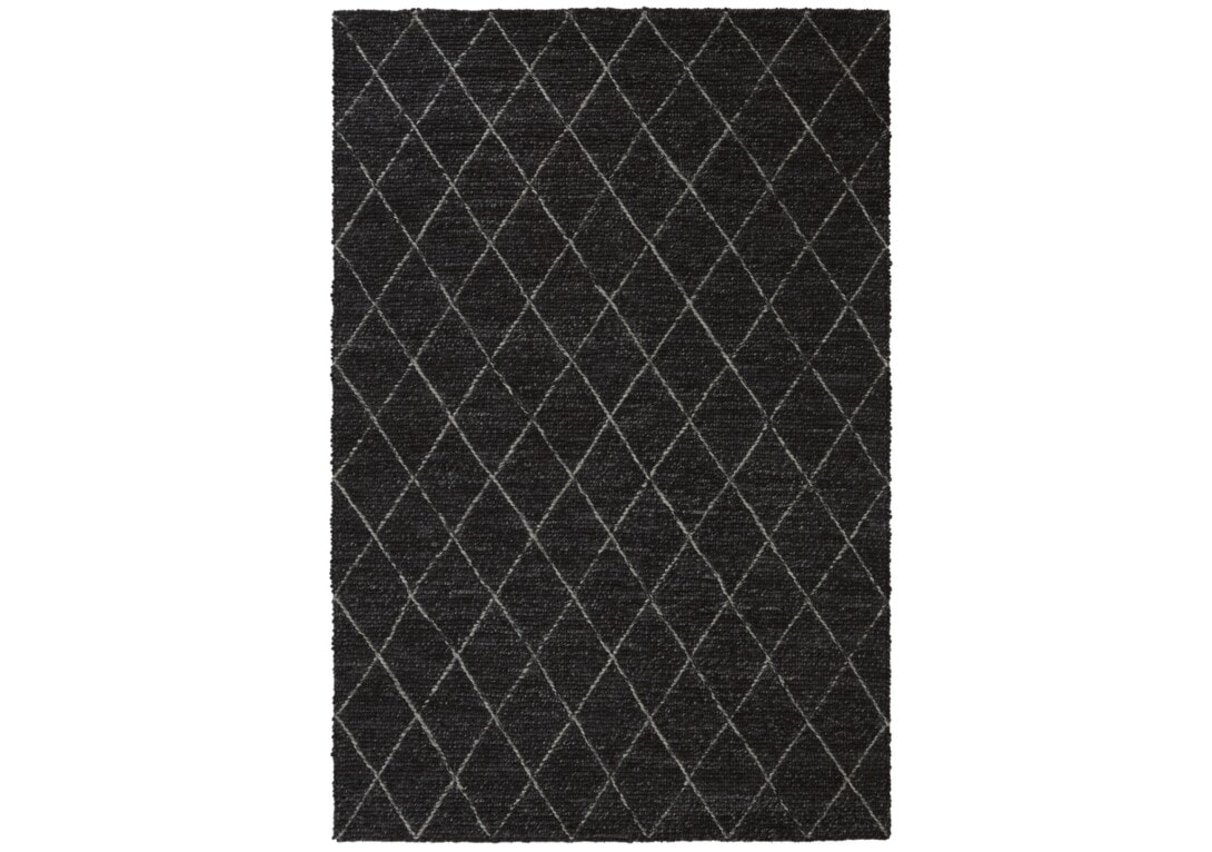 Ligne Roset Losange Rug: Ecru DOMO tribal diamond black rug