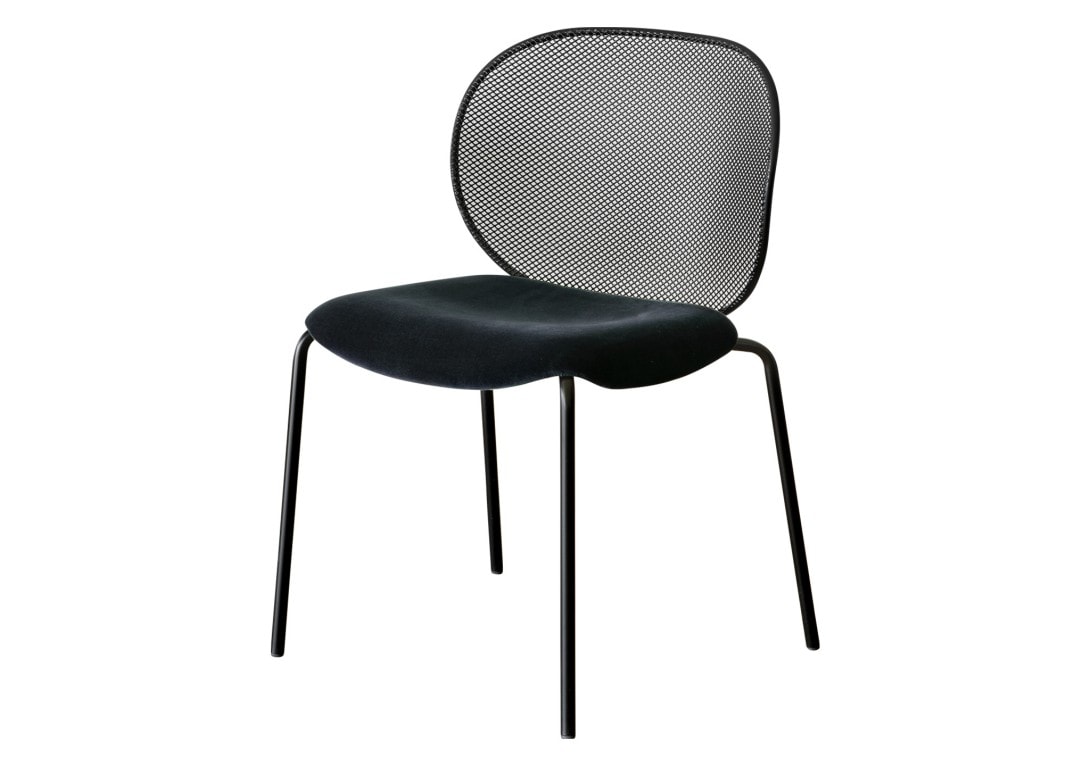 Ligne Roset: Unbeaumatin Dining Chair Set of 2 with Black Fram and Harald Anthracite seat cover DOMO