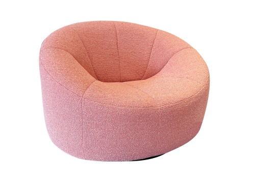 Pumpkin swivelling armchair bucket shape fabric pink