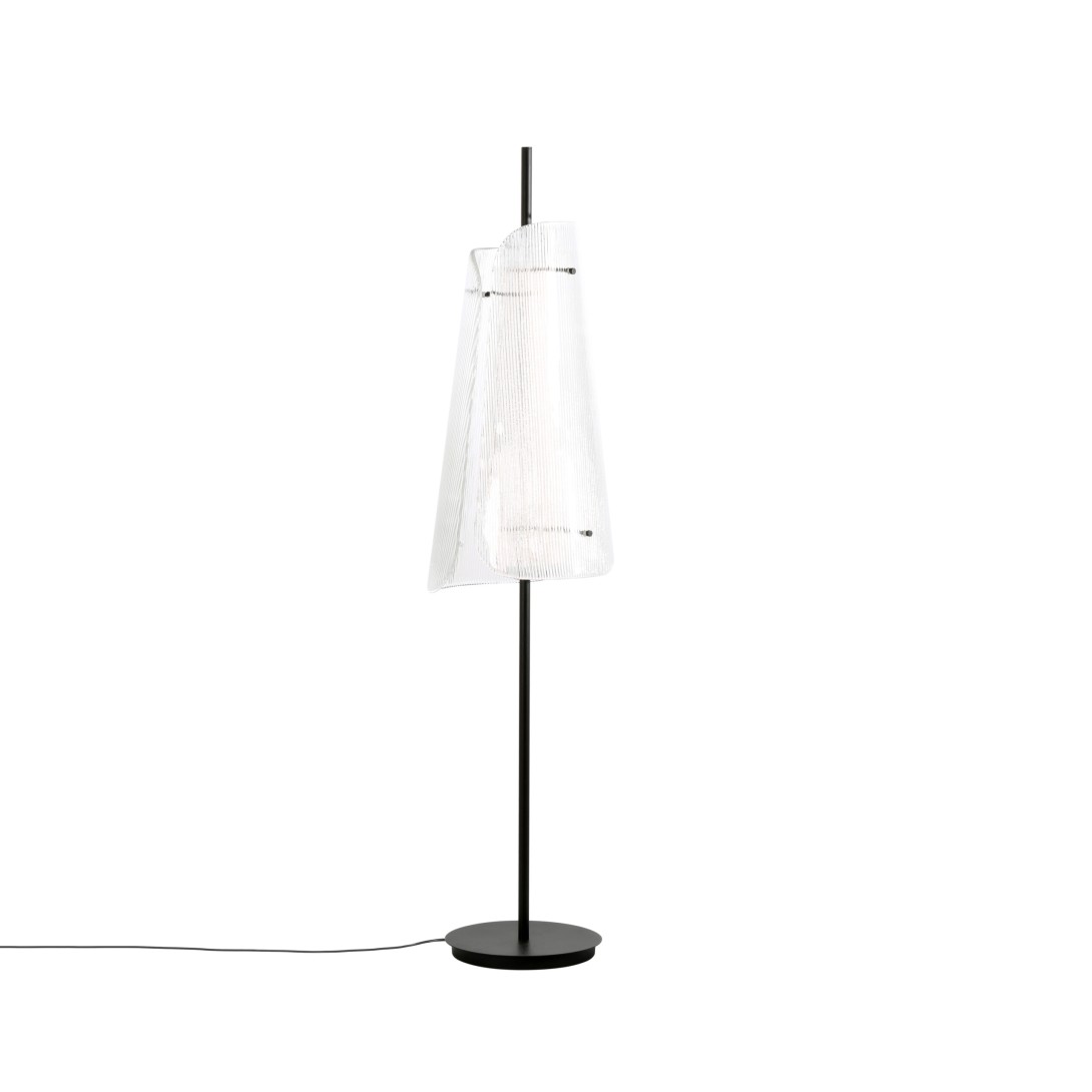 Pulpo Bent Two Floor Lamp in Transparent Glass with Black Base