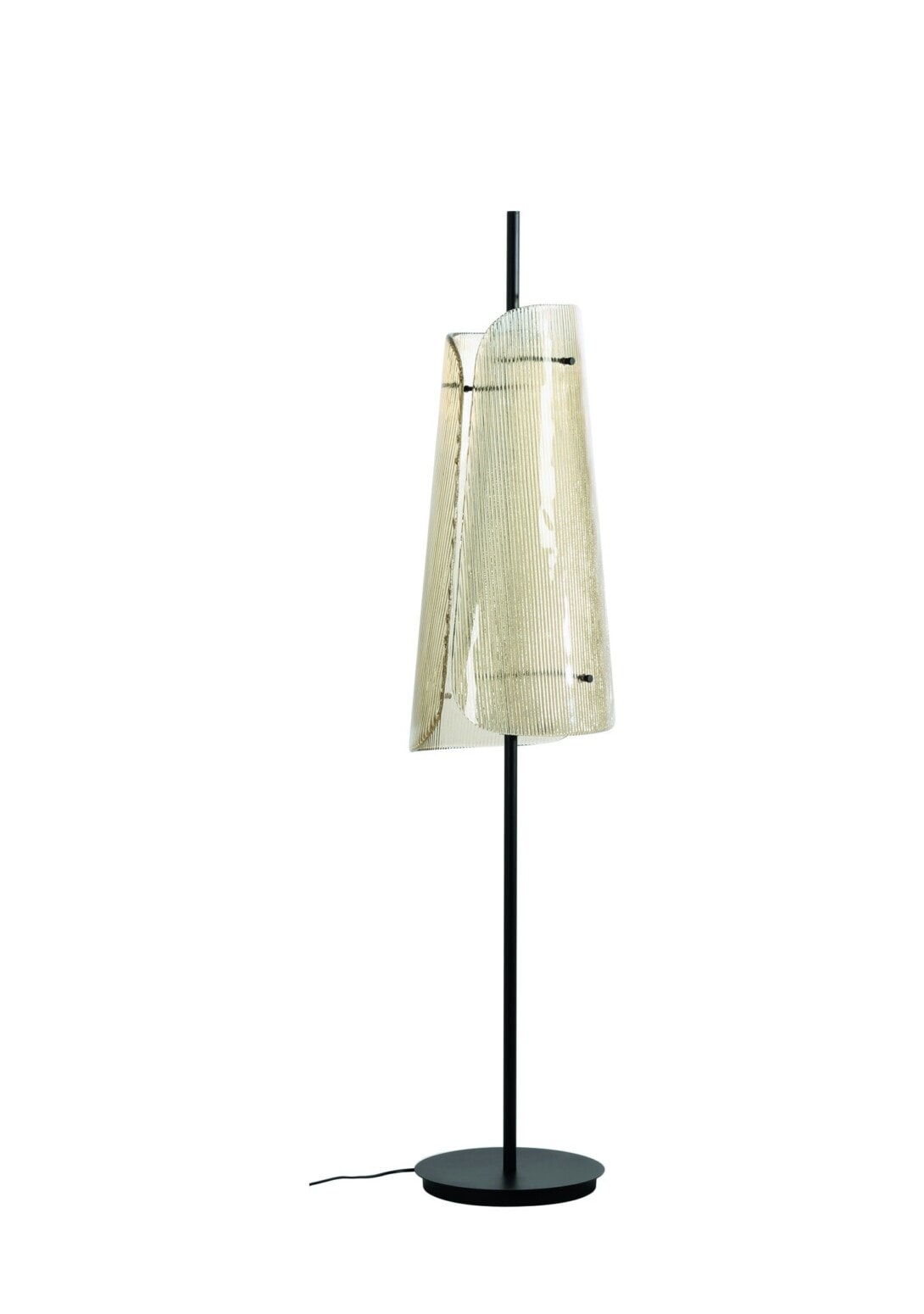 Ligne Roset Bent Two Floor Lamp in Smokey Glass with Black Base