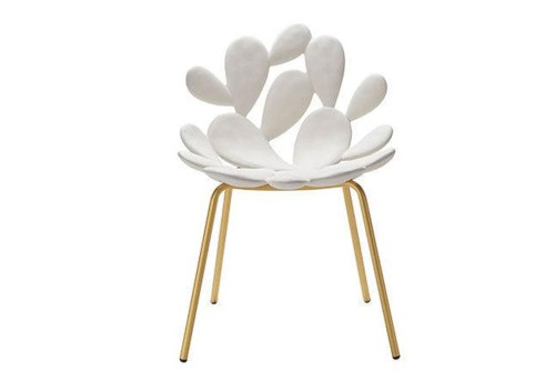 Cactus shape white dining chair gold legs Qeeboo