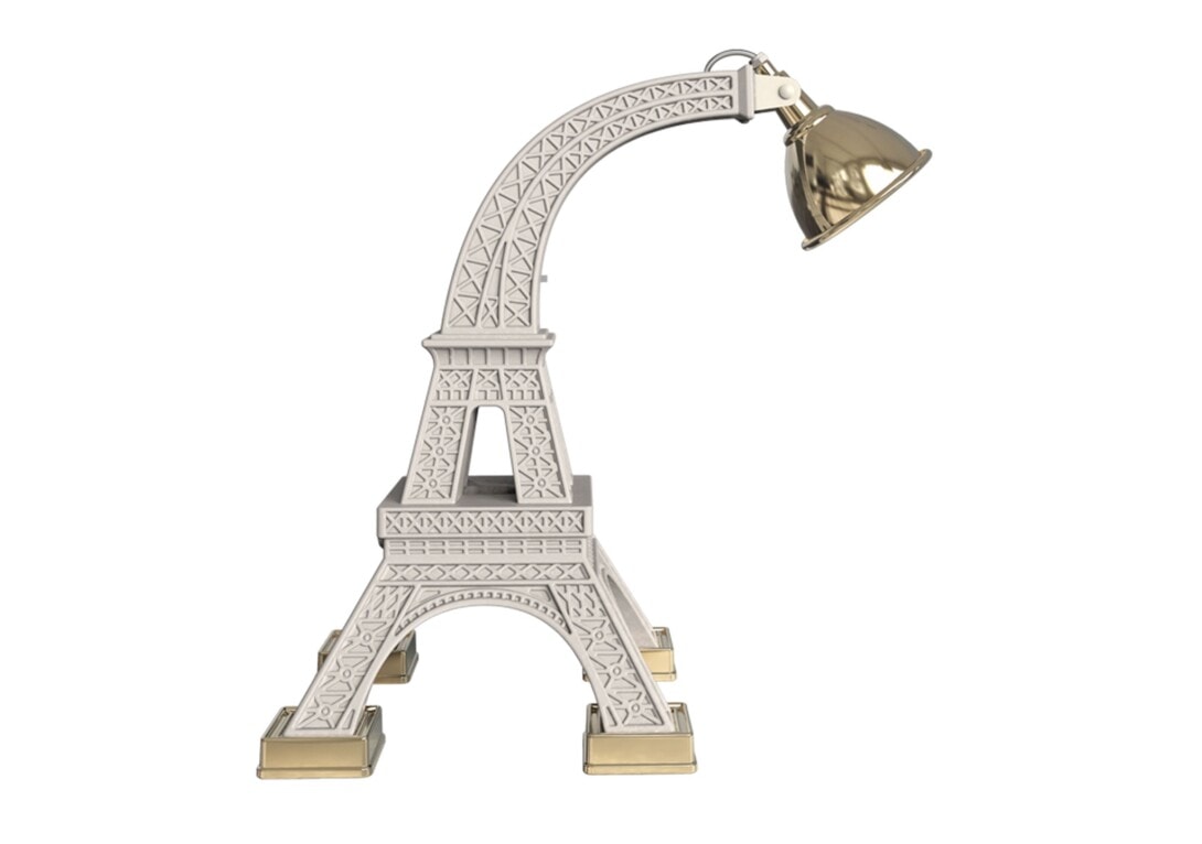 Eiffel tower table lamp white gold