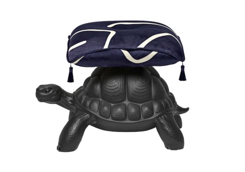 Qeeboo: Turtle Carry Pouf in Black DOMO