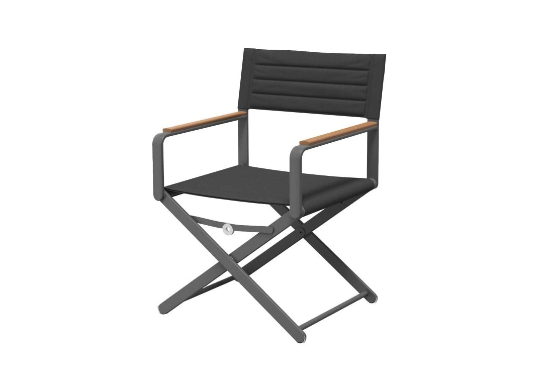Foldable outdoor chair anthracite wooden armrests