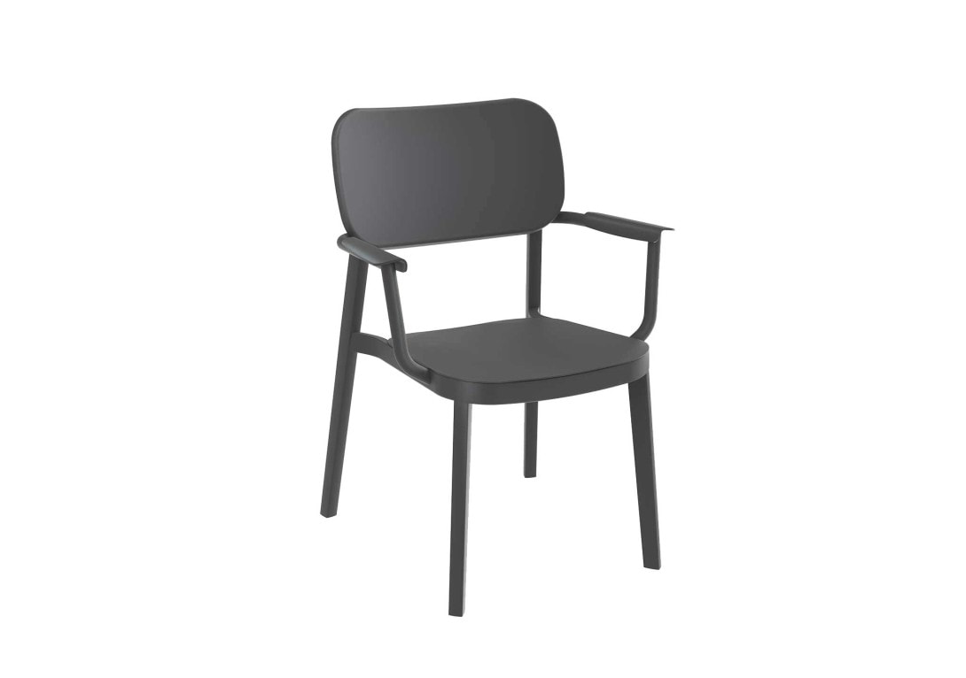 Indoor Outdoor Anthracite dining armchair with armrests Kun Design
