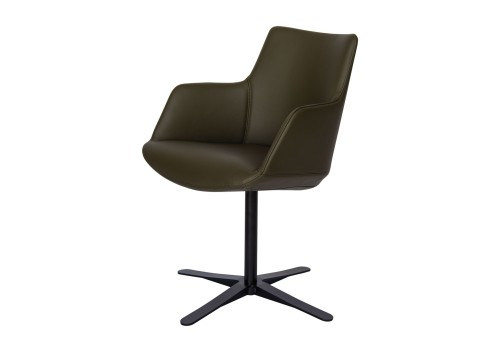 Divina Swivelling Chair in Green Leather