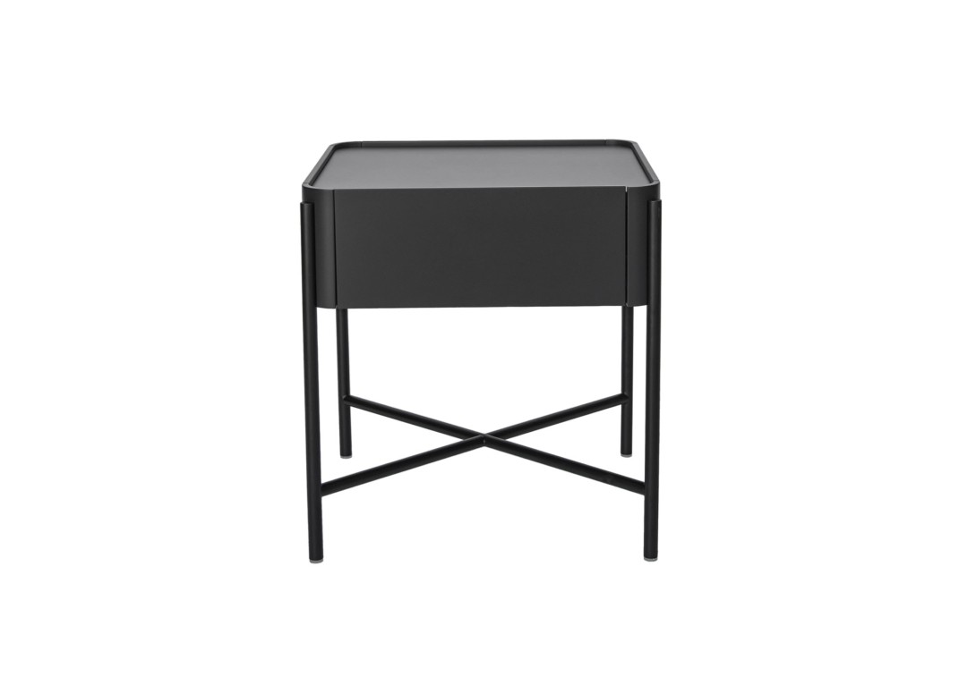 Prosetto Matt Black Dolly Bedside Table with Drawer and eco-leather lining