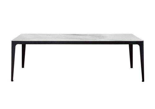 Contemporary Designer Calcatta Marble Top Dining Table with Black Legs Grand More Prosetto