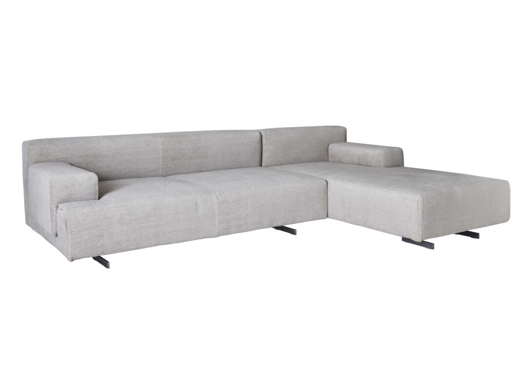 Leros Sectional Sofa Light Grey Modern Sofa Armrest Chaise Lounge