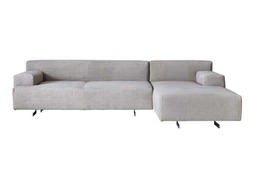 Light Grey Modern Leros Sectional Sofa with Armrest and Chaise