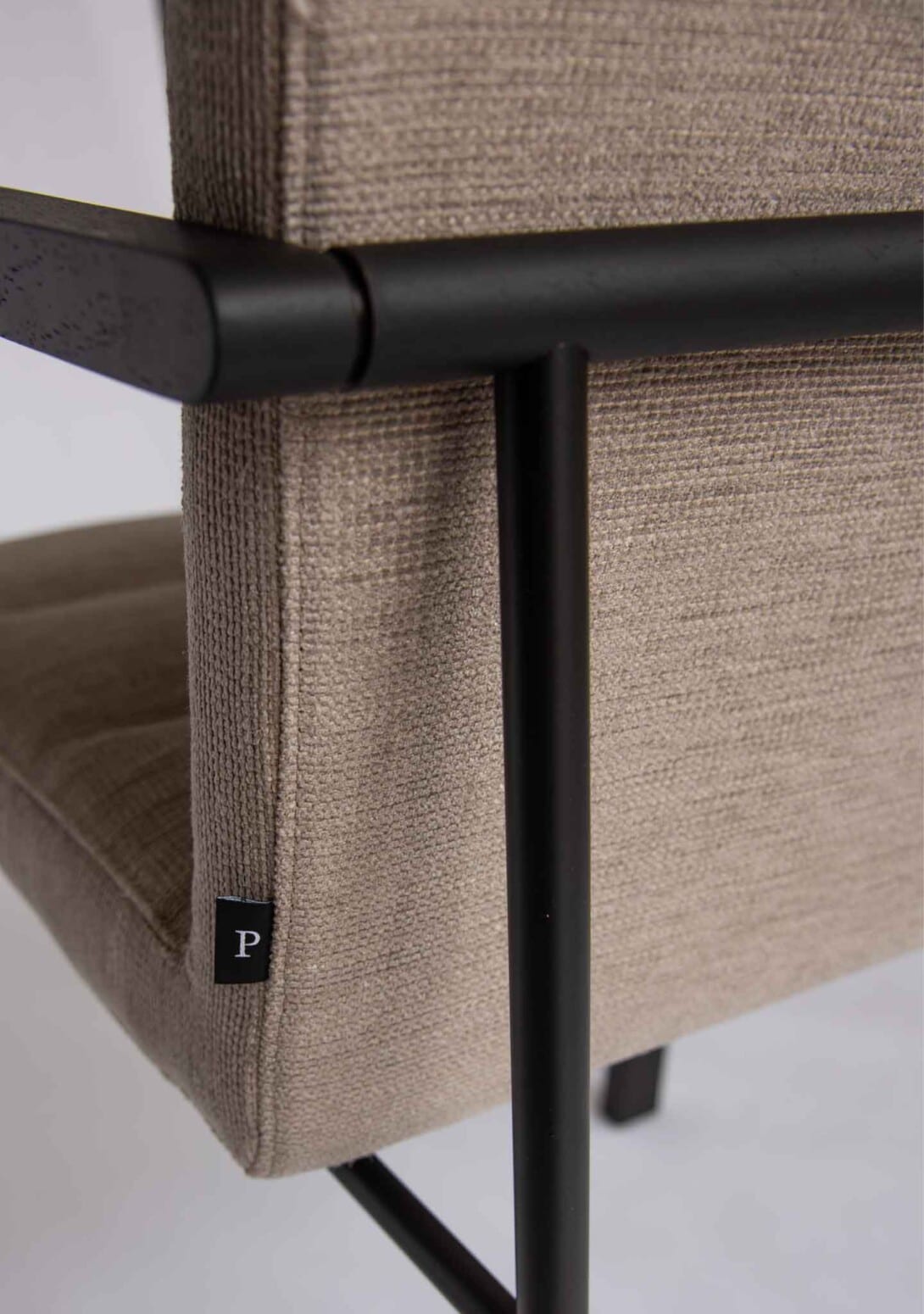 Contemporary Dining Vega Chair Neutral Upholstery Black Oak
