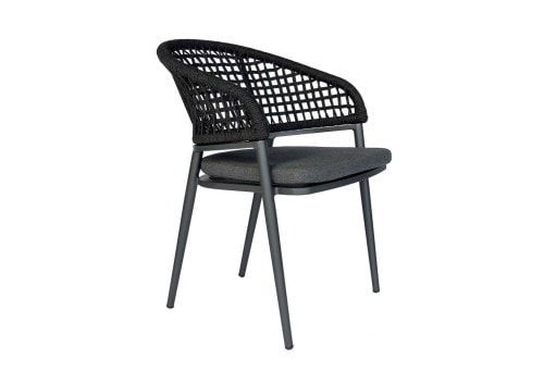 DOMO Home: Jack Dining Armchair ion Black with Charcoal and Olefin stackable outdoor DOMO