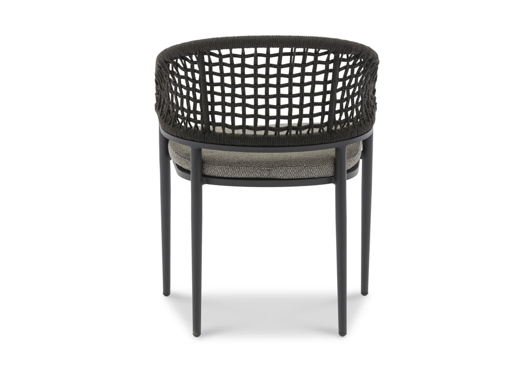 DOMO Home Jack Dining Armchair Black frame Charcoal Black Rope outdoor furniture