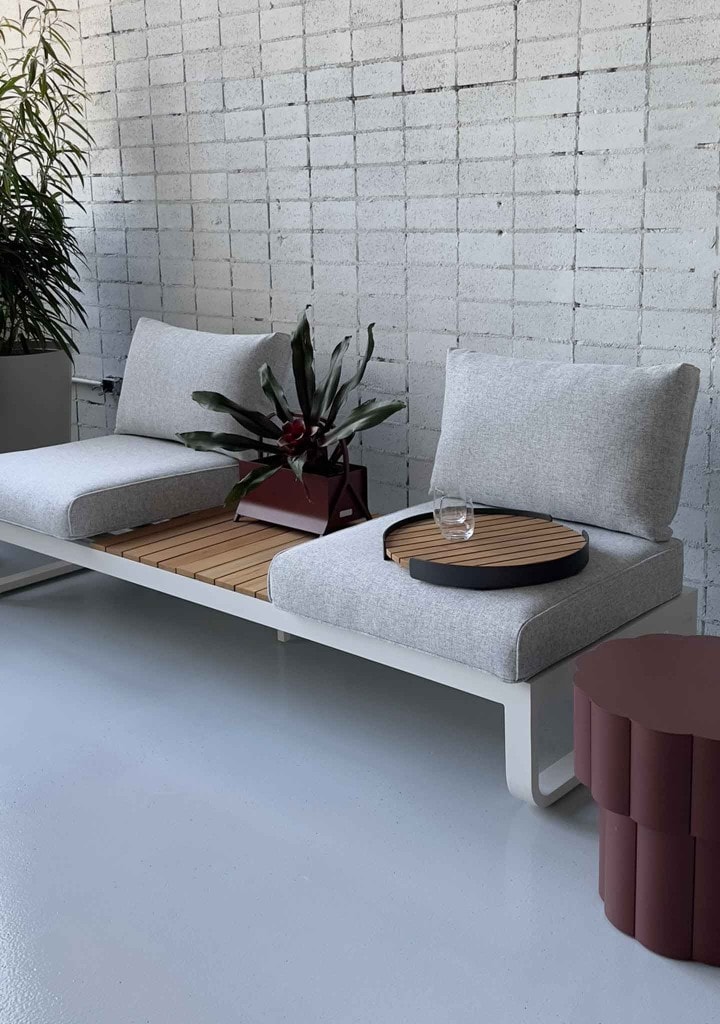 DOMO Home: Bloom 3 Seater Sofa, Kun Design: Mooncake Side Table